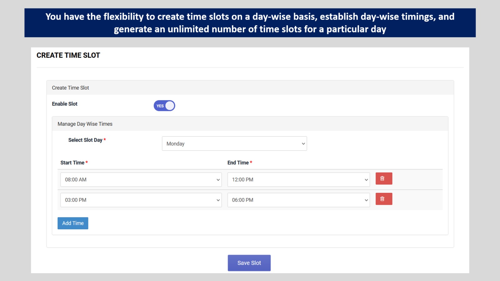 Create Time Slot