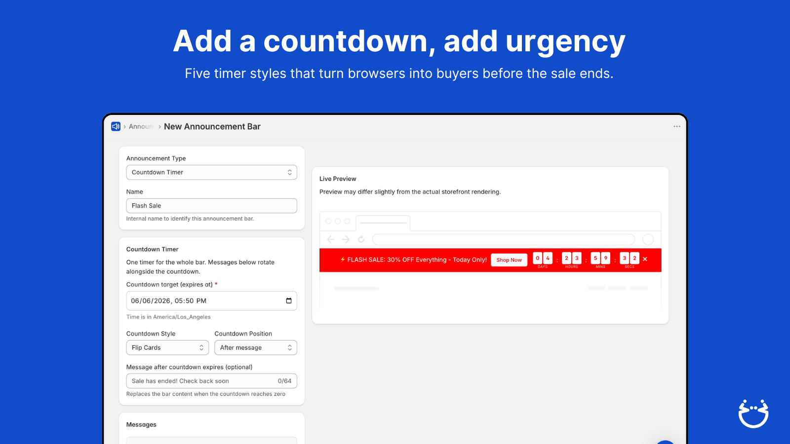 Bar visibility settings per page
