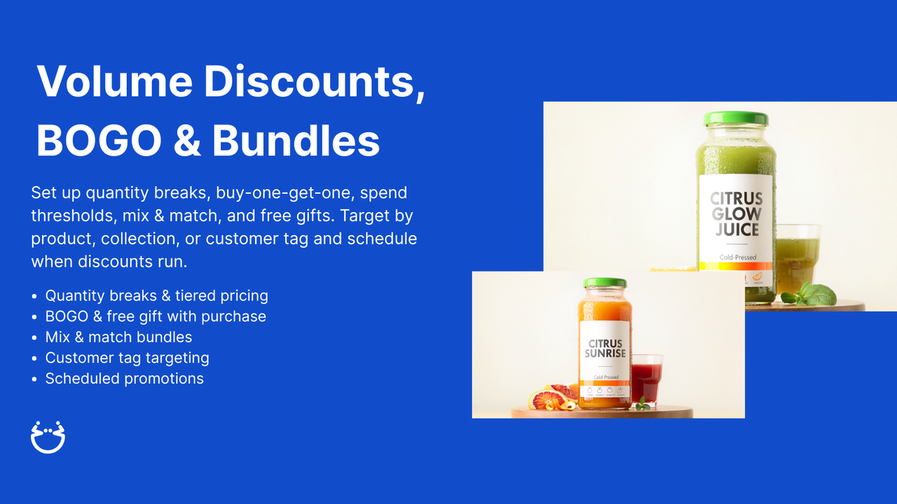 Create tiered pricing, BOGO deals, and mix & match offers