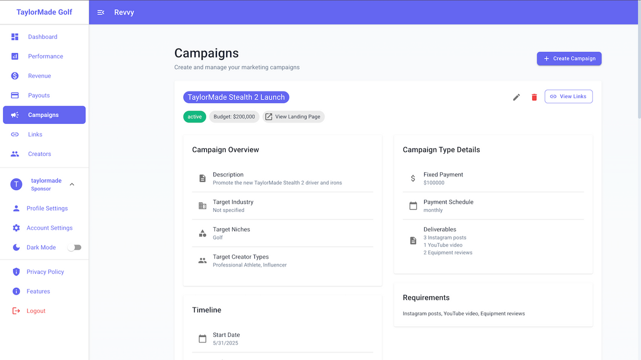 campaigns dashboard