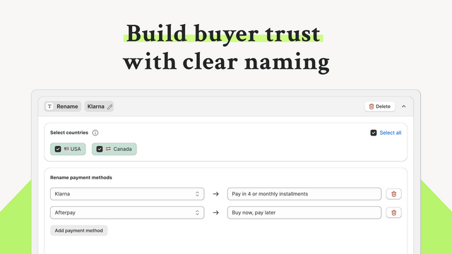 Rename payment methods