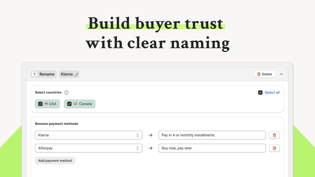 Rename payment methods