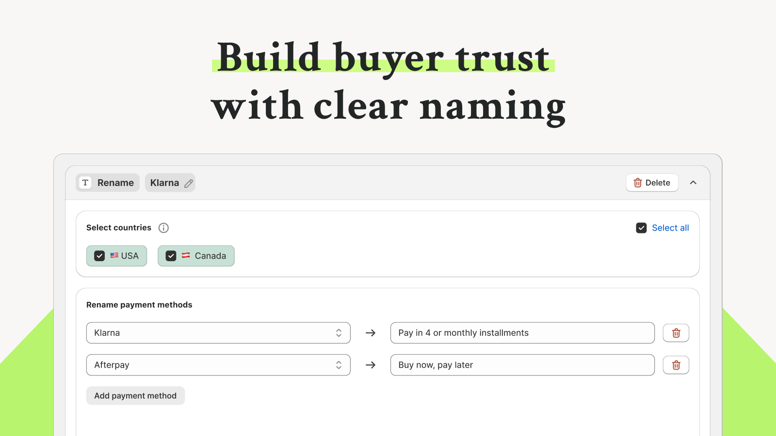 Rename payment methods