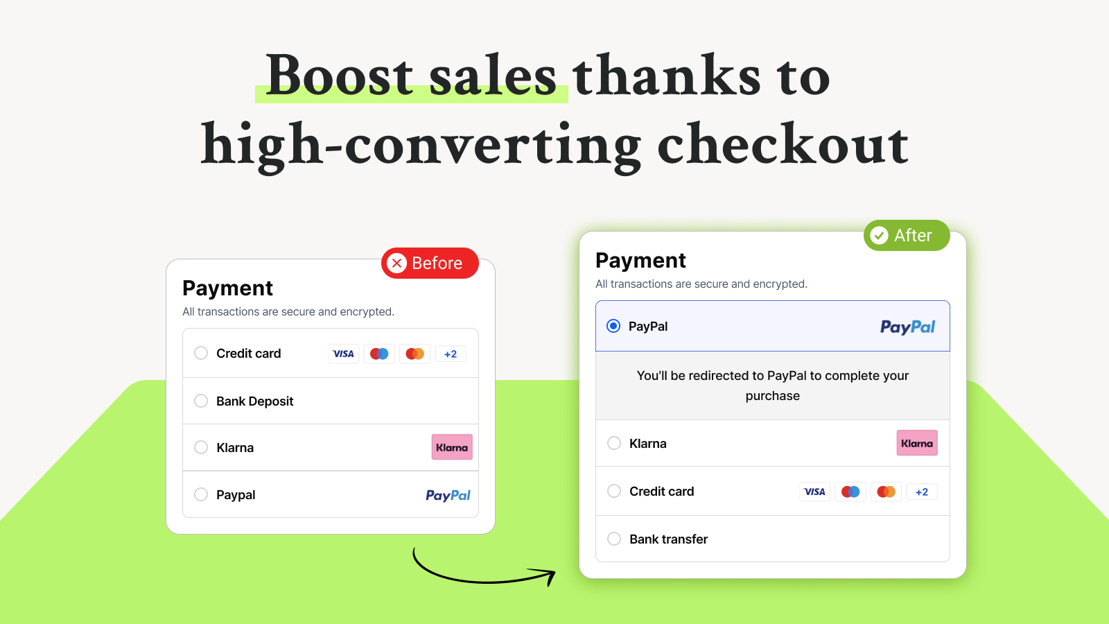 Hide sort rename payment methods