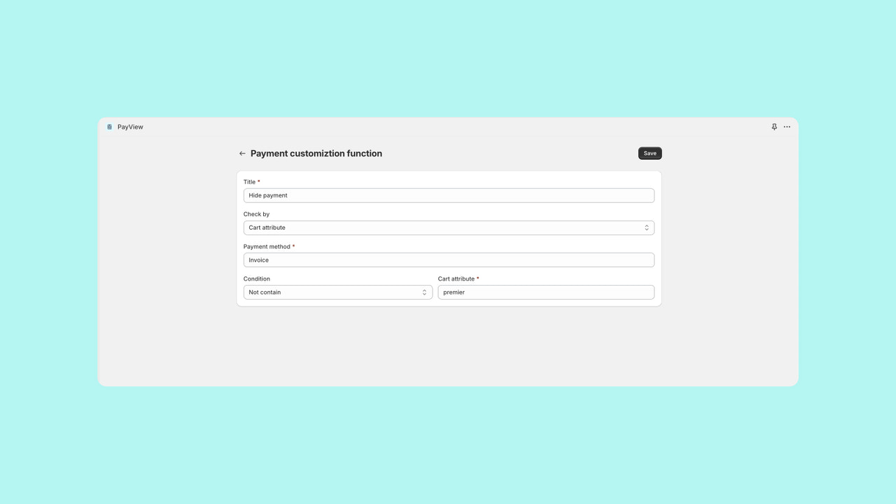 Payment method actions and rule conditions