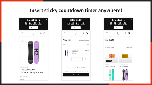 Insert sticky countdown timer anywhere!