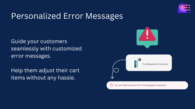 Personalized Error Messages benefits with example UI message.