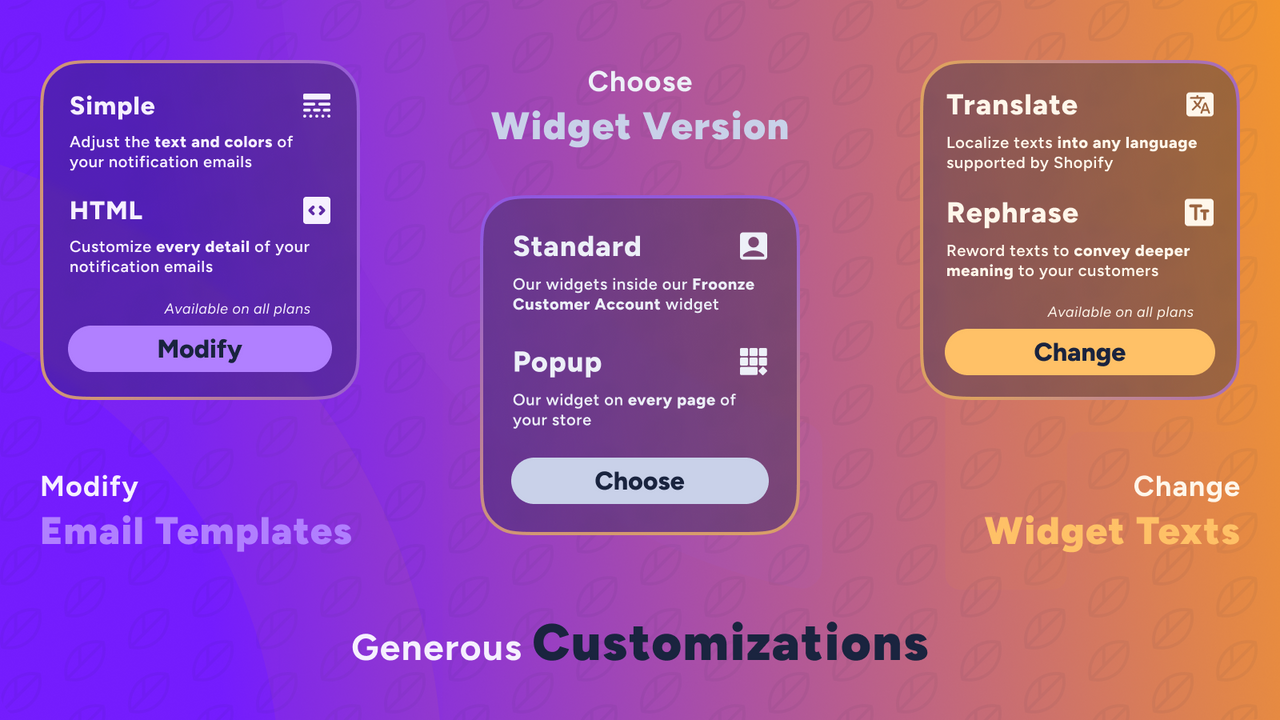 [Froonze] Customizations