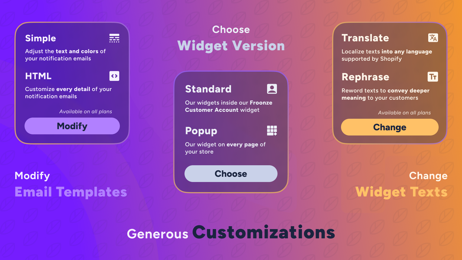 [Froonze] Customizations