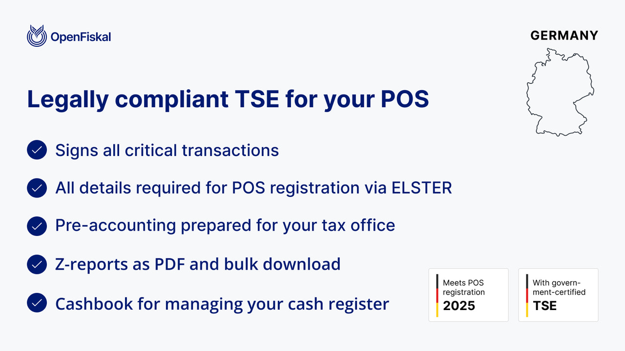 Legally compliant TSE for your POS