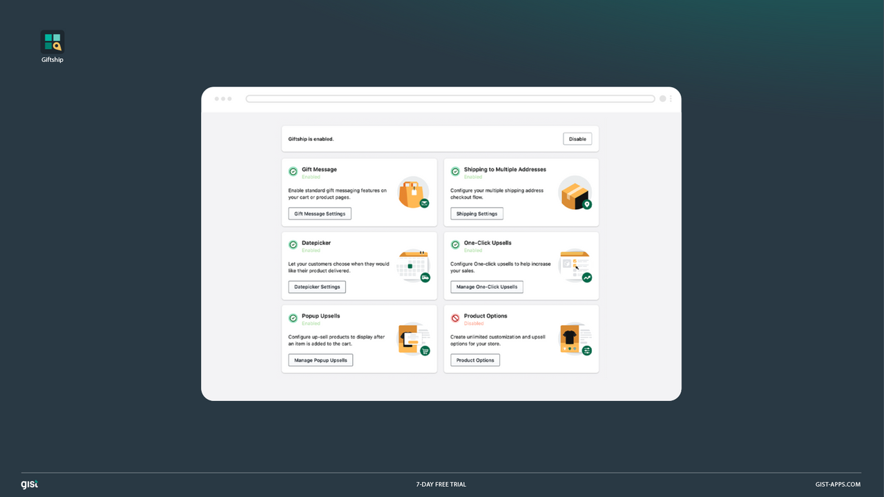 Choose which gifting options you would like to enable.
