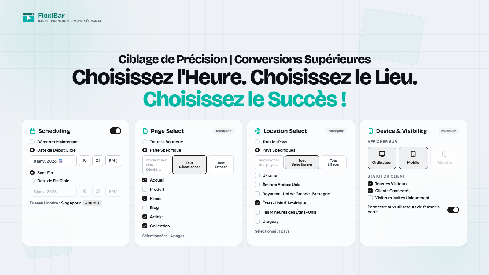 Ciblage précis et conversions accrues - planification et pays