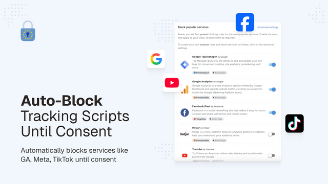 Auto-block tracking scripts until user consent