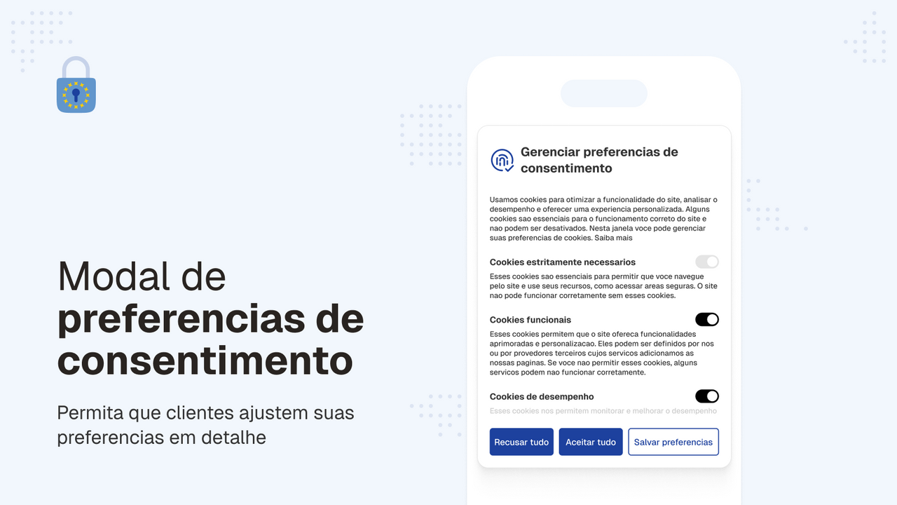 Preferências de cookies detalhadas para mobile