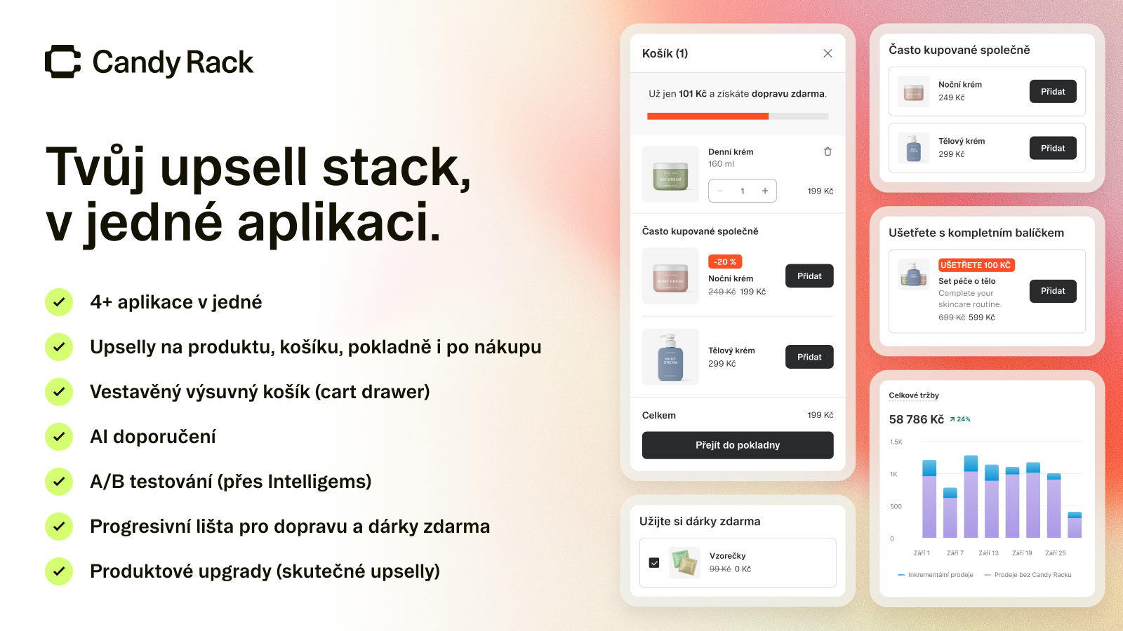 Candy Rack: full-funnel upsell s vestavěným cart drawer