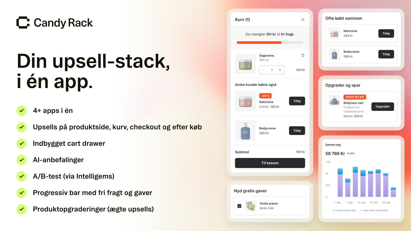Candy Rack: full-funnel upsell-app med indbygget cart drawer