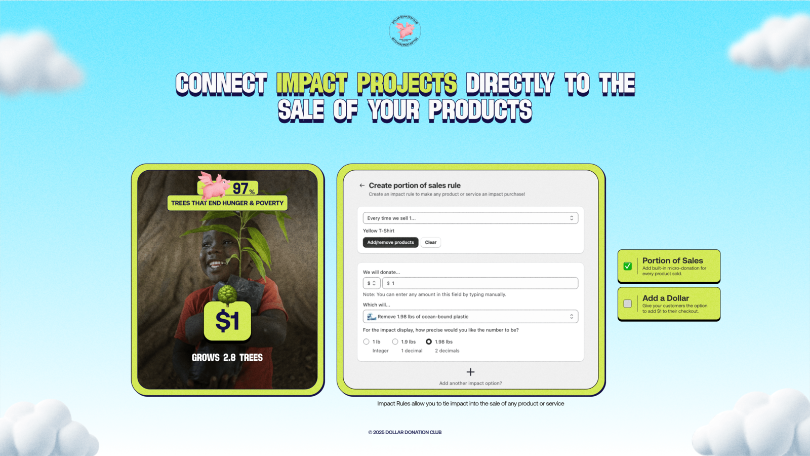 Connect impact projects directly to the sale of your products