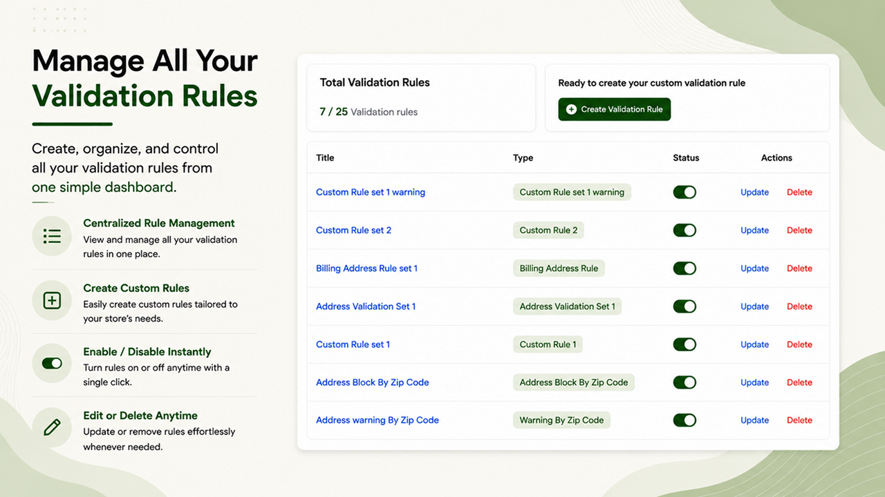 Customize verification rules with features like keyword matching