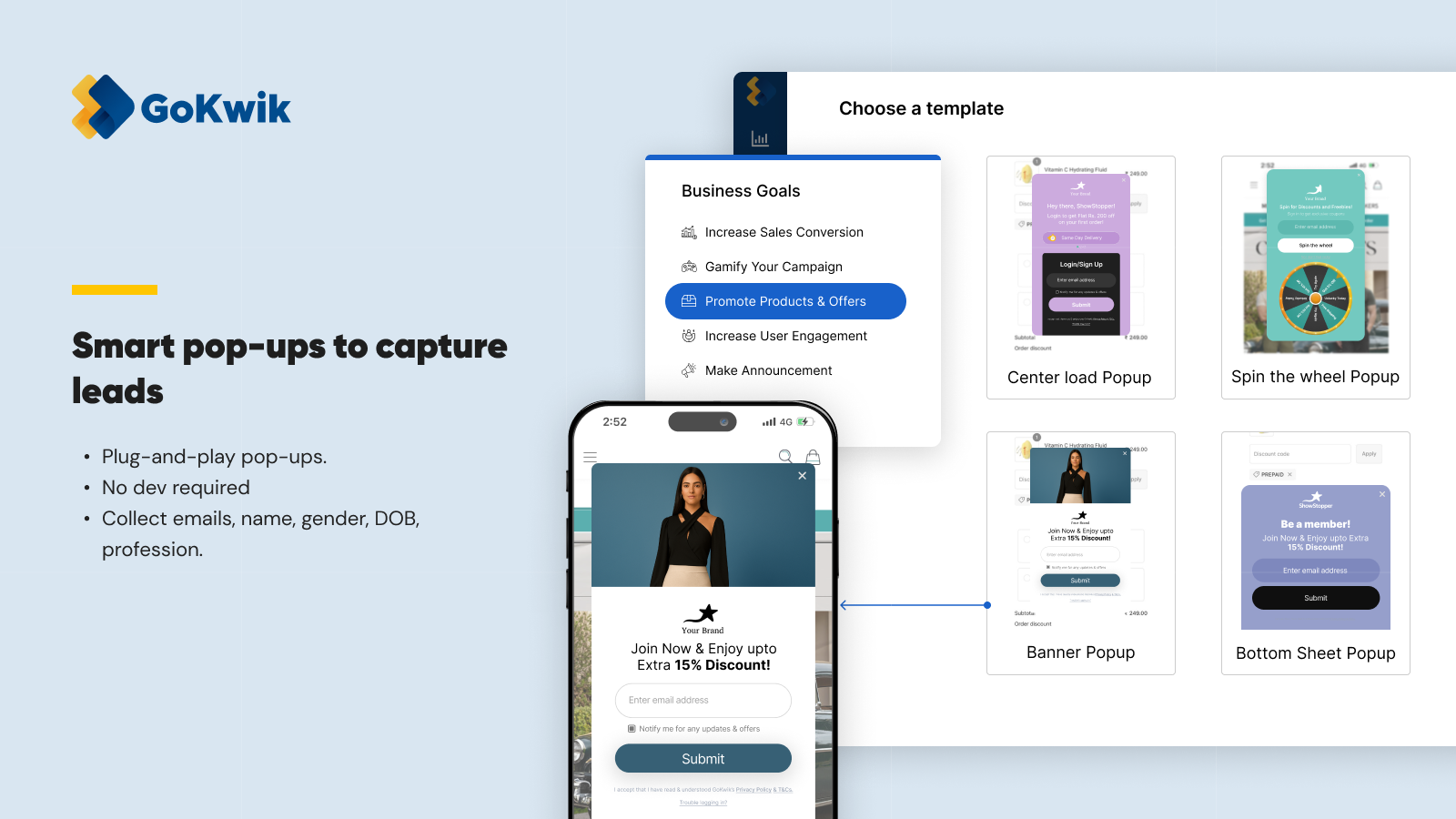Smart pop-ups to capture leads