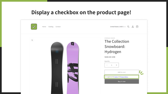 Display a checkbox on the product page!