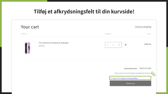 Tilføj et afkrydsningsfelt til din kurvside!
