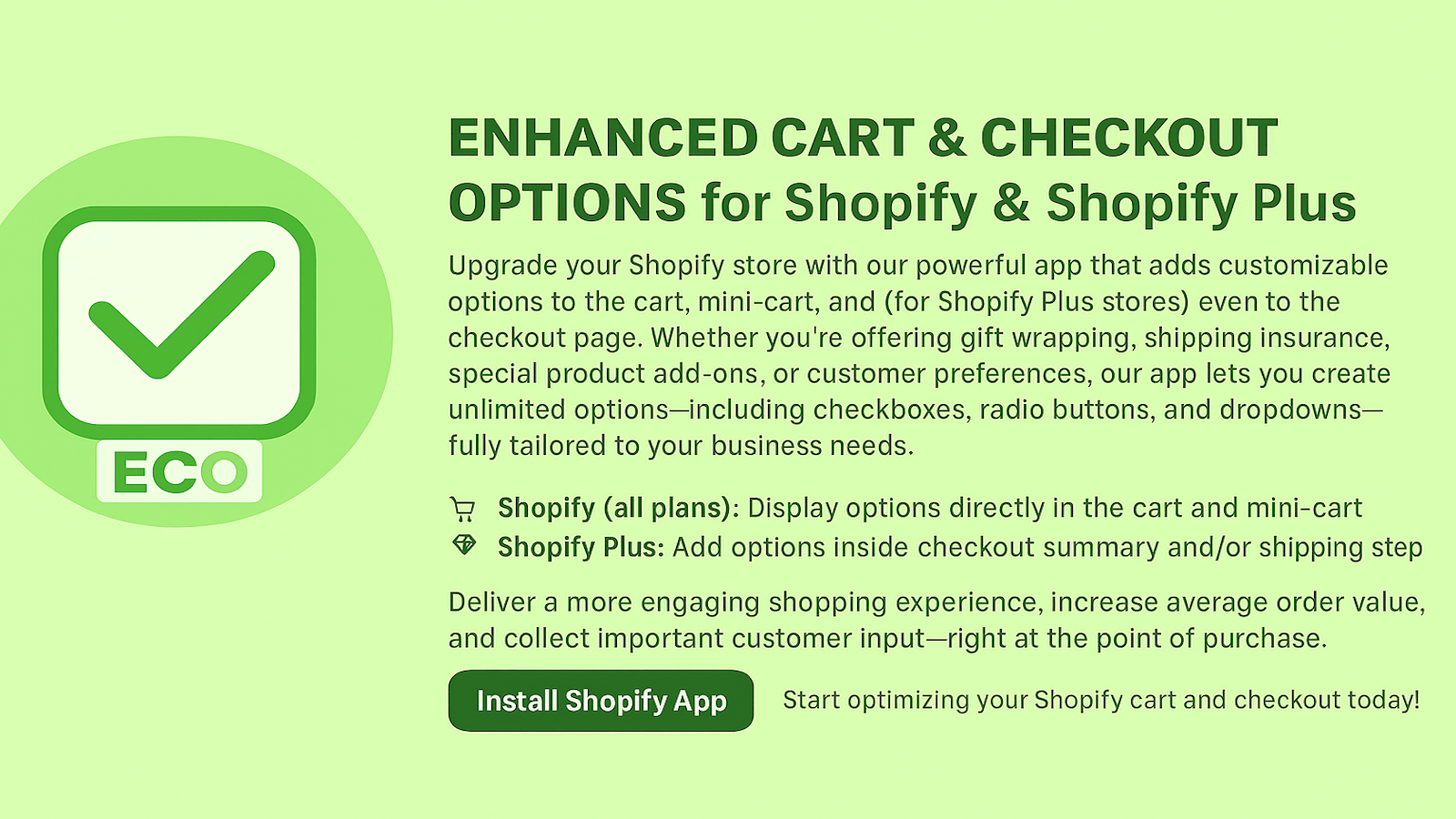 Enhanced Cart and Checkout Options for Shopify and Shopify Plus