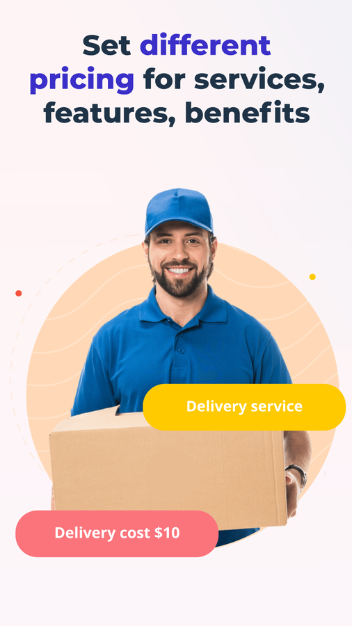 Set different pricing for services, features, benefits