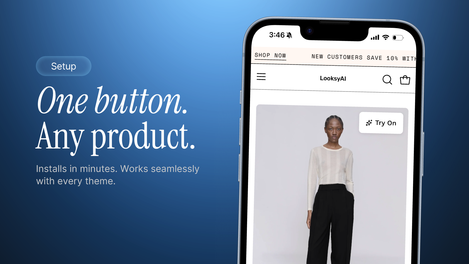 Product page with Try On button for virtual fitting