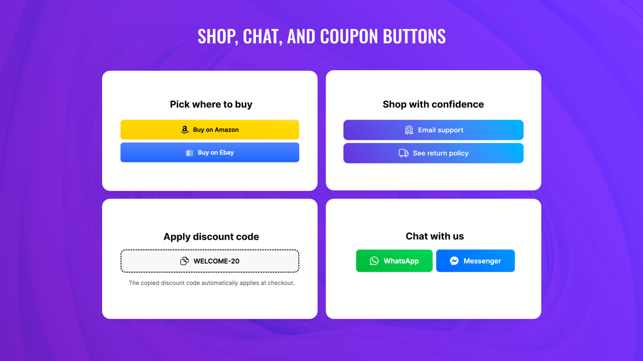 Add attention-grabbing WhatsApp button and Amazon button