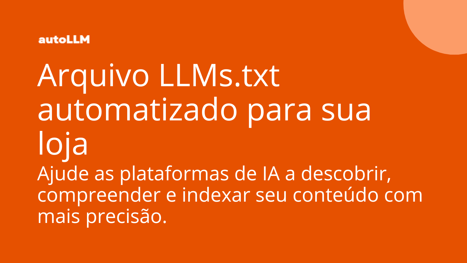 Gerador automático de LLMs.txt para lojas Shopify