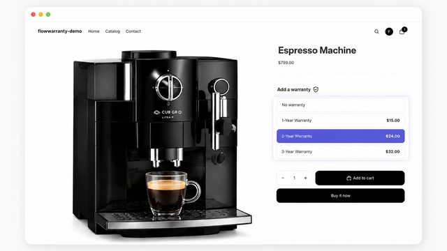 Sell warranties on product pages