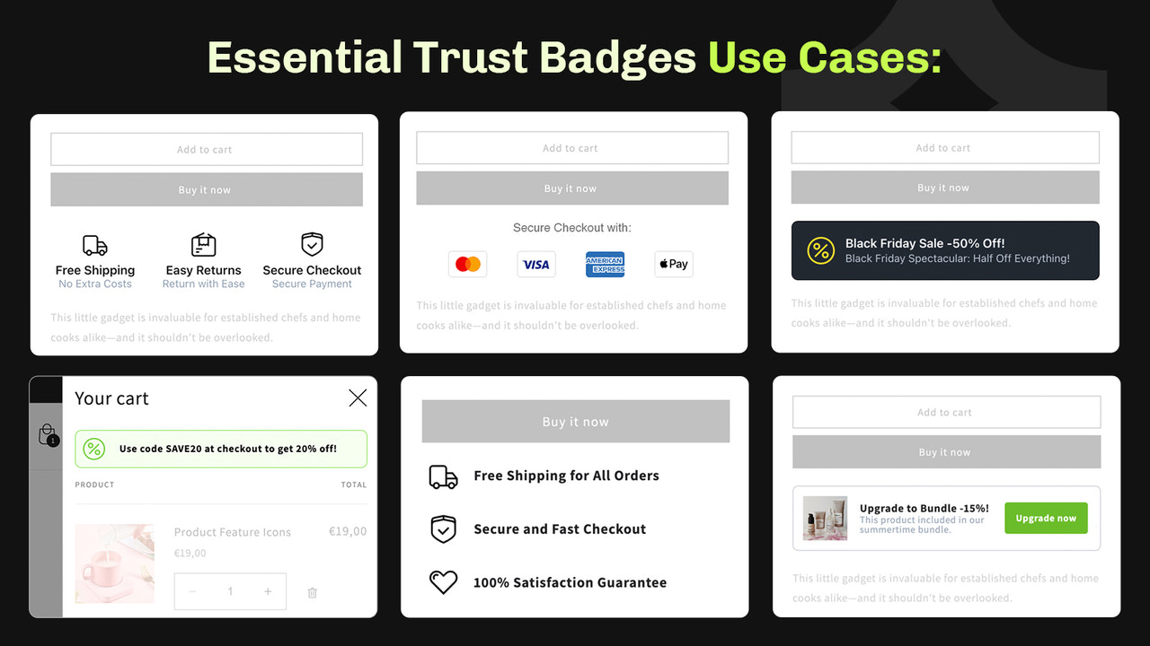 Shopify vertrouwensbadges gebruikscases