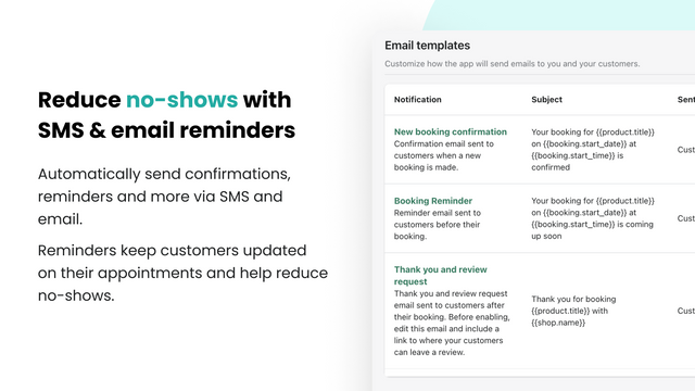 Appointment app with automatic SMS & email reminders