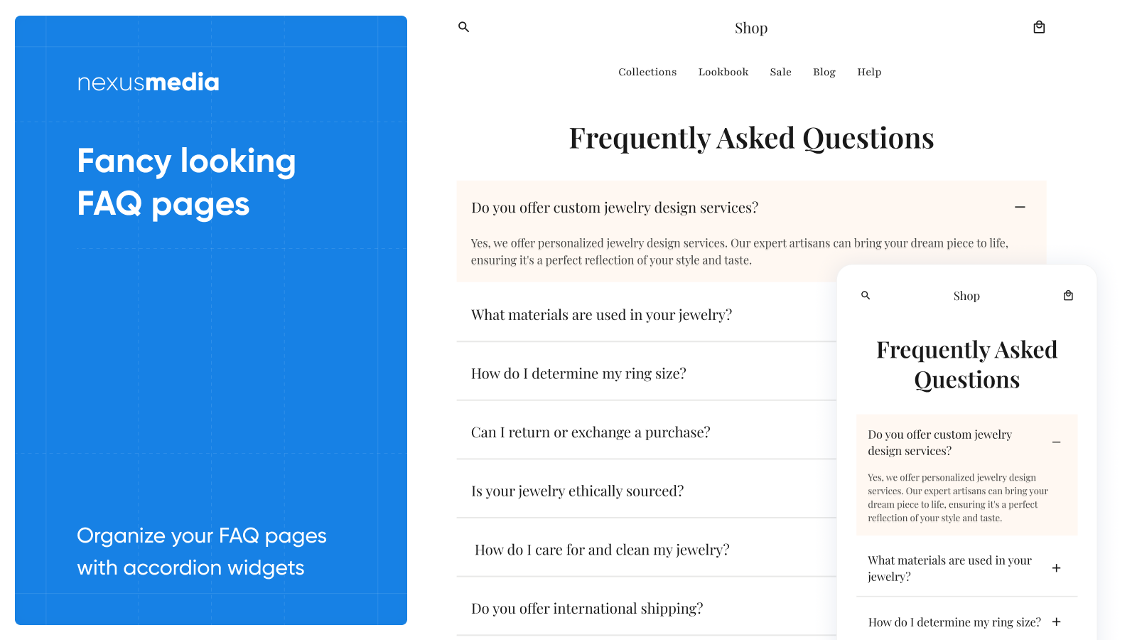 Organize your FAQ pages with accordion widgets