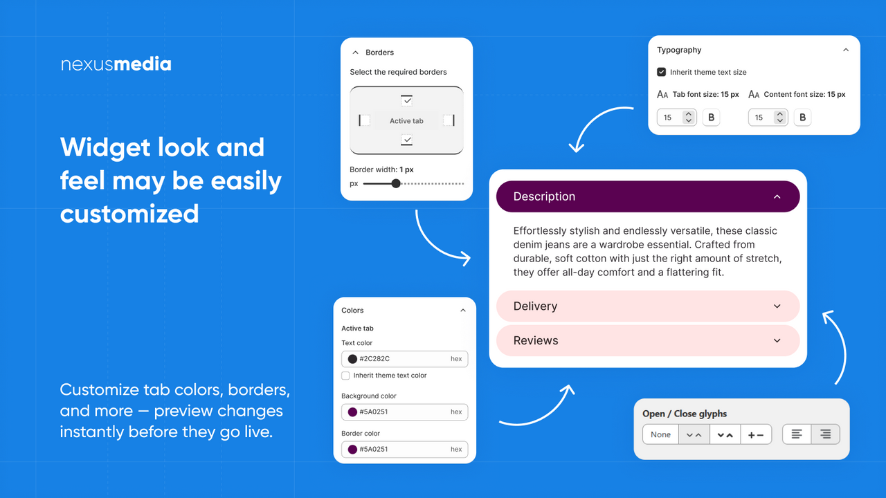 Widget look and feel may be easily customized