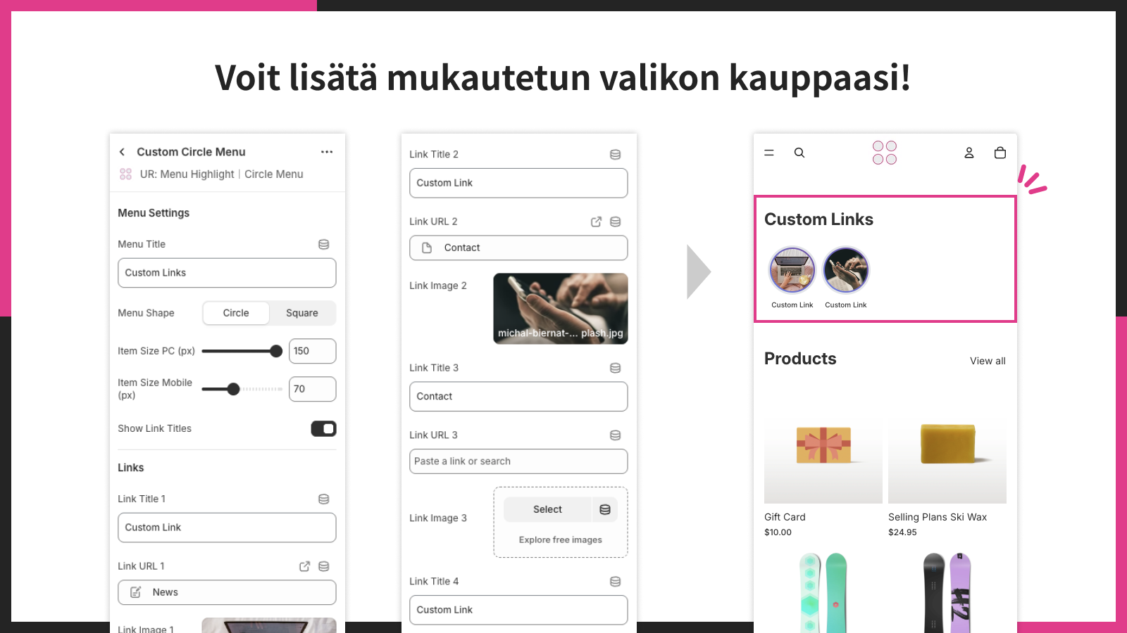 Voit lisätä mukautetun valikon kauppaasi!