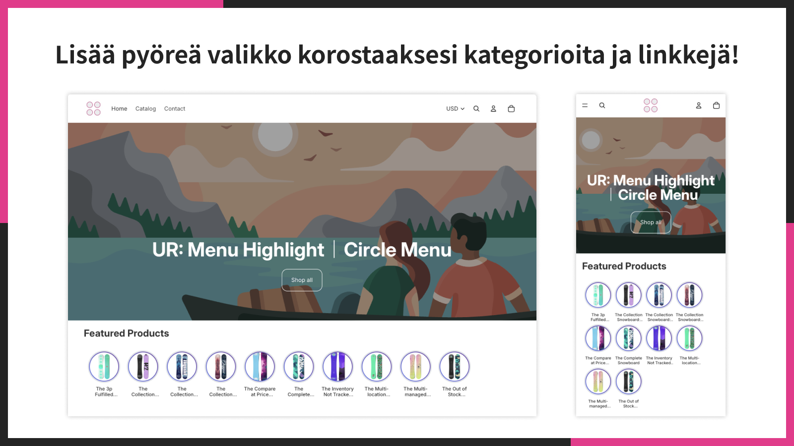 Lisää pyöreä valikko korostaaksesi kategorioita ja linkkejä!