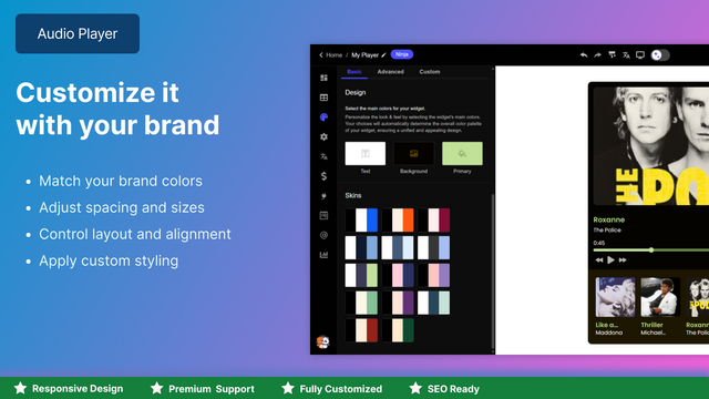 Customize your Audio Player with brand colors