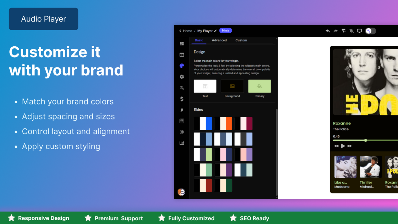 Customize your Audio Player with brand colors