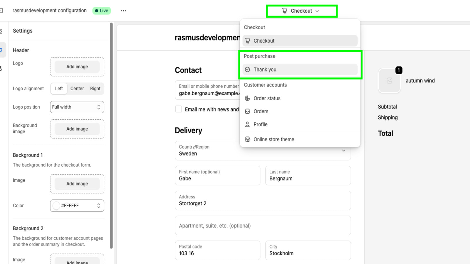 checkout-settings