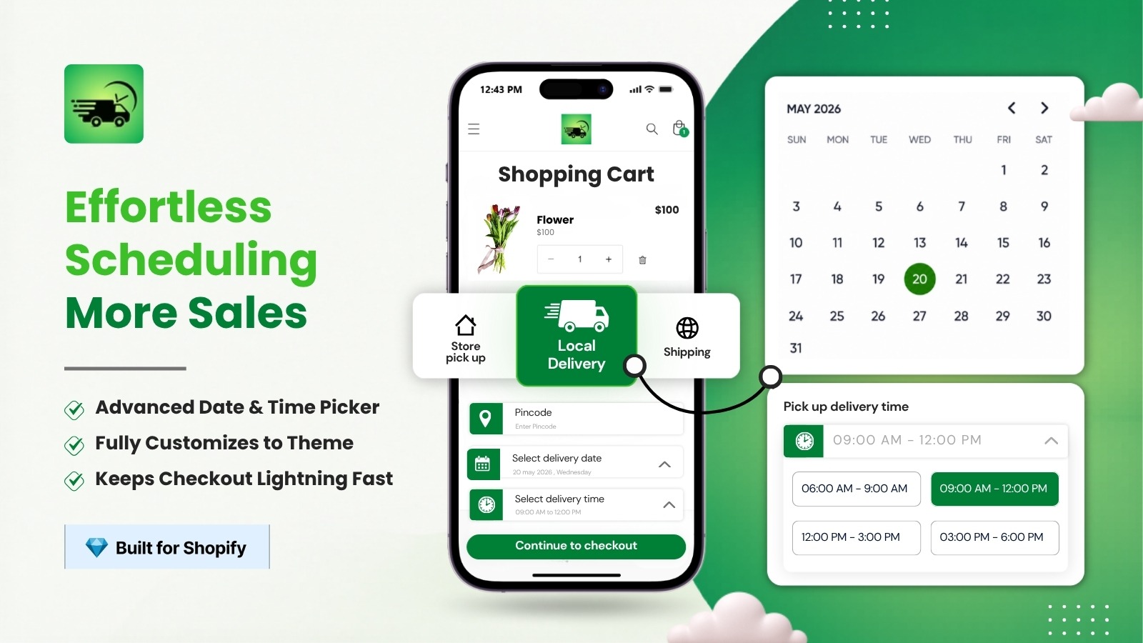 Store pickup and delivery availability and time slot selection