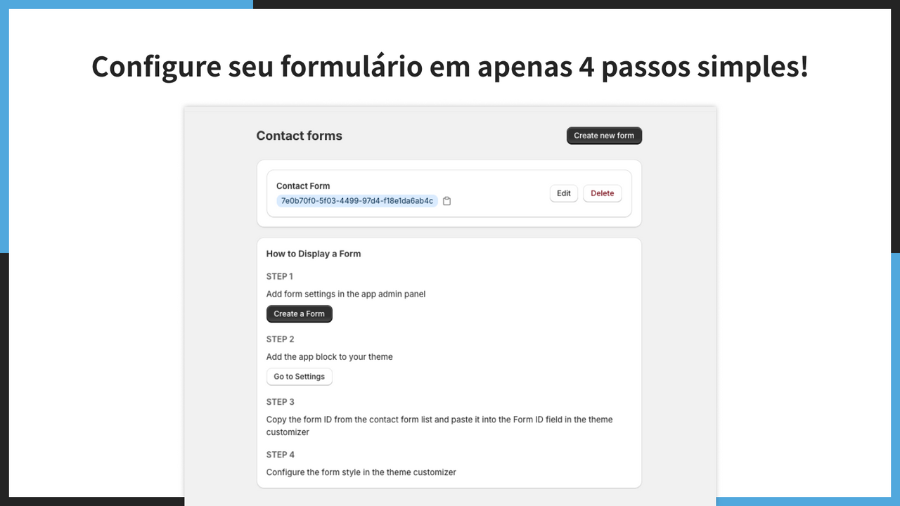 Configure seu formulário em apenas 4 passos simples!