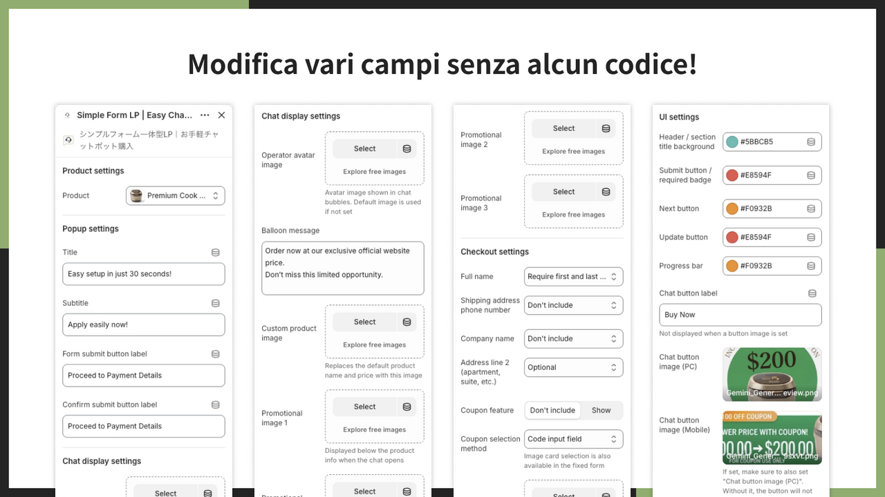 Modifica vari campi senza alcun codice!