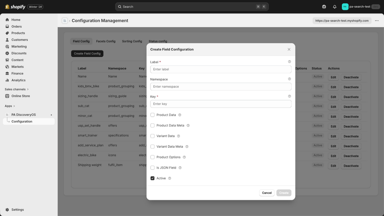 Fiedls Config Modal