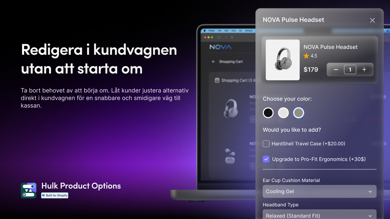 Redigera i kundvagnen  utan att starta om