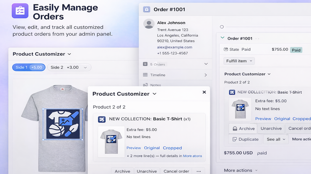 View customized items in cart before checkout