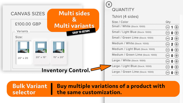 Live product designer with real-time preview for Shopify