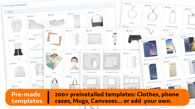 Product customizer with 200+ pre-made design templates