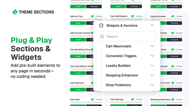 Plug & Play Sections and Widgets