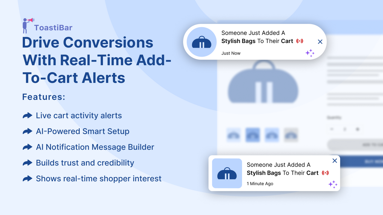 Desktop add-to-cart popup with real-time activity alerts